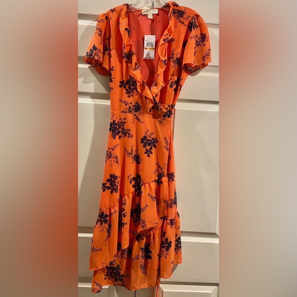NWT Michael Michael Kors Women's Printed Wrap Midi Dress SZ S